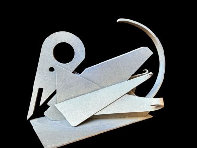 Georges GOUPY (XXè) "le cygne", sculpture en acier laqué ble…