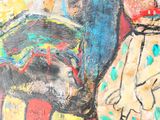 un tableau accroché au mur représentant un homme et une femme
