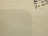 drawing of a woman sitting on a chair with a red blanket