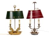 two lamps that are next to each other on a table