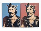 two paintings of a man and a woman with crowns on their heads