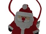 un petit sac de Père Noël rouge et blanc muni d'une poignée rouge