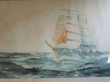 une image d'un tableau représentant un bateau dans l'eau