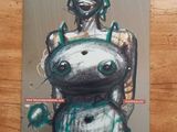 the cover of a magazine with a drawing of a woman in a green dress