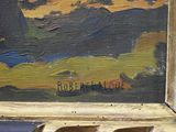 an image of a painting of a mountain scene in a gold frame