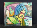 peinture d'une femme tenant un bébé dans ses bras