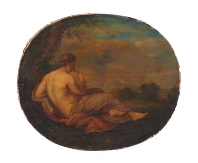 une image représentant un tableau où l'on voit une femme nue assise sur une couverture