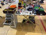 a table that has many different tools on it