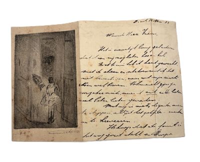 Suite de 4 eaux fortes représentant un intérieur d'église, u…