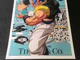une affiche représentant un jeune Vegeta sur fond bleu