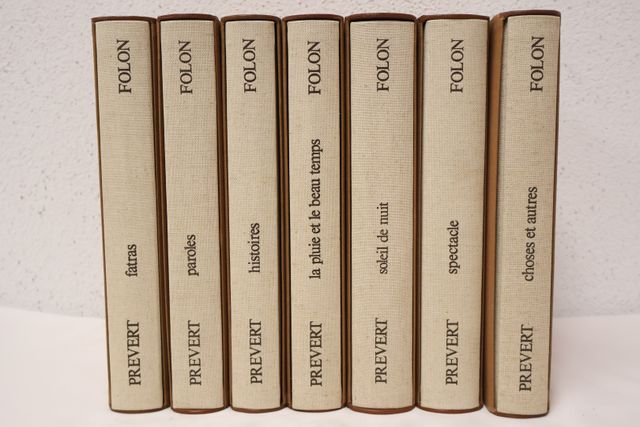 PREVERT Jacques : Œuvres. 7 volumes in-4, pleine toile sous emboi...