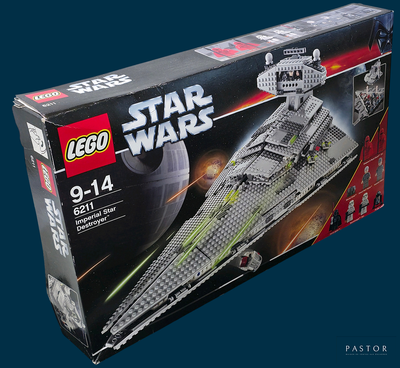 a box of lego star wars sets on a blue background