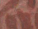 une peinture à l'huile représentant un cheval debout devant un mur rouge