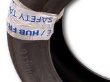 a tire with a tape on the side of it