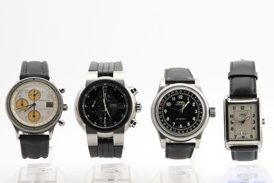 trois types de montres sont présentés sur une surface blanche