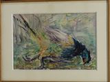 une photo d'un tableau représentant un oiseau dans les bois