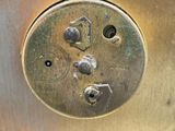 a close up of a metal door with a metal knob