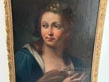 painting of a woman holding a glass of wine in her hand