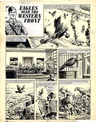 une image tirée d'une bande dessinée représentant un avion survolant un groupe de soldats