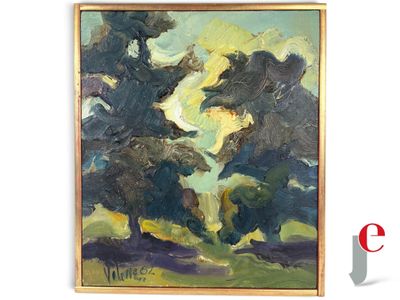une peinture à l'huile représentant un groupe de chevaux galopant dans un champ