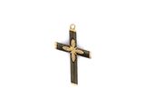 un gros plan d'une croix sur fond blanc