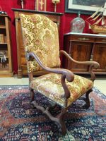 FAUTEUIL de style Louis XIII à haut dossier rectangulaire