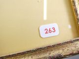 a picture of a gold frame with a red number on it