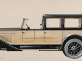 dessin représentant une vieille voiture avec un chien assis sur le siège passager