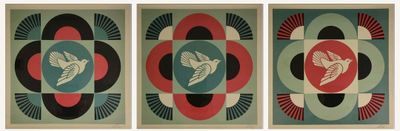 FAIREY Shepard dit Obey (1970-) Triptyque "Geometric dove" S…