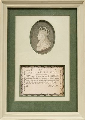 portrait of a man with a crown and a plaque in a frame