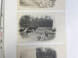 three pictures of horses running in a field