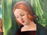 a painting of a man and a woman looking at each other