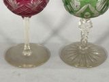 two wine glasses sitting next to each other on a table