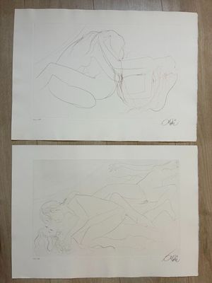 Jean-Baptiste Valadié (1933) - Lot de 2 gravures Gamiani, 19…
