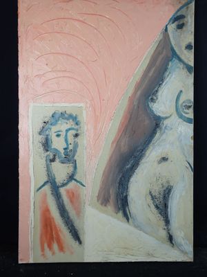 a picture of a painting of a woman and a man