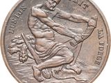 l'image d'une pièce de monnaie sur laquelle figure la statue d'un homme tenant un arc