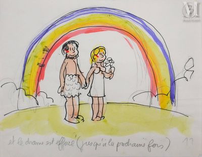 EFFEL Jean (1908-1982) Teinturier, Couple sous l'arc-en-Ciel…