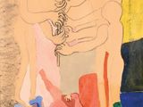 une peinture représentant une femme tenant un bébé dans ses bras
