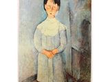 une image représentant un tableau d'une jeune fille en robe blanche