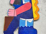 a picture of a painting of a man holding a briefcase
