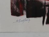 an image of a painting with a red and black design on it