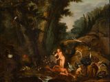 une image d'un tableau représentant un homme et une femme dans un cadre boisé