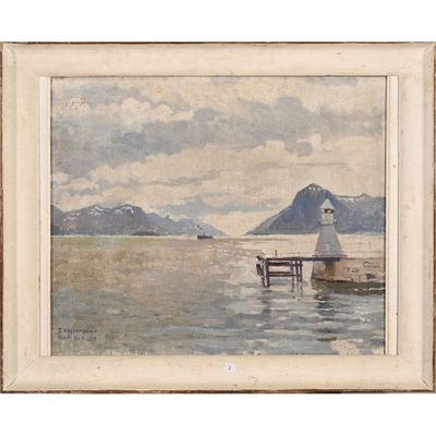 une image représentant un tableau d'un phare au bord de l'eau