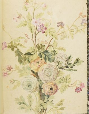 une peinture de fleurs dans un vase sur une table