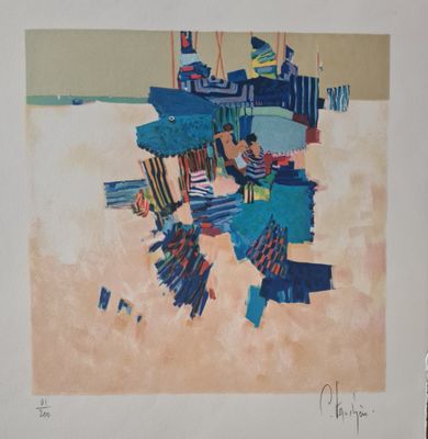 Claude FAUCHERE (1936-2019) La plage