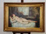 l'image d'un tableau représentant une femme nue allongée sur un lit