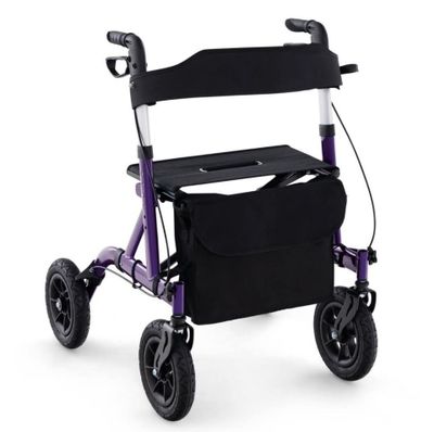 a close up of a rollator with wheels on a white background