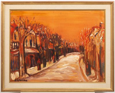 Sylvain VIGNY (1903-1970). Rue enneigée.