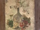 a picture of a painting of a vase with flowers in it