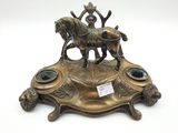 figurine en bronze représentant un homme à cheval sur une tortue
